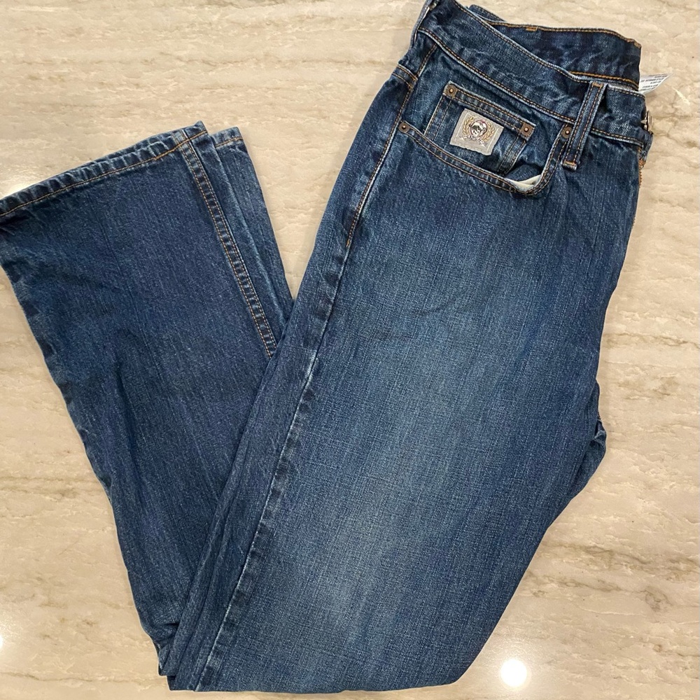 Men's dark denim cinch jeans
